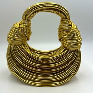 Woven Gold Rope Knot Noodle Satchel Bag